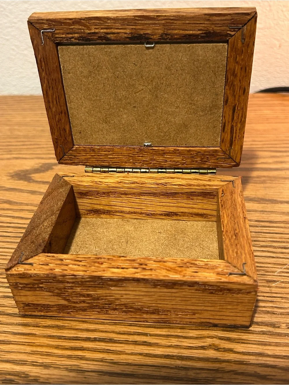 Wooden Trinket Box with Illustrated Lid - Brown